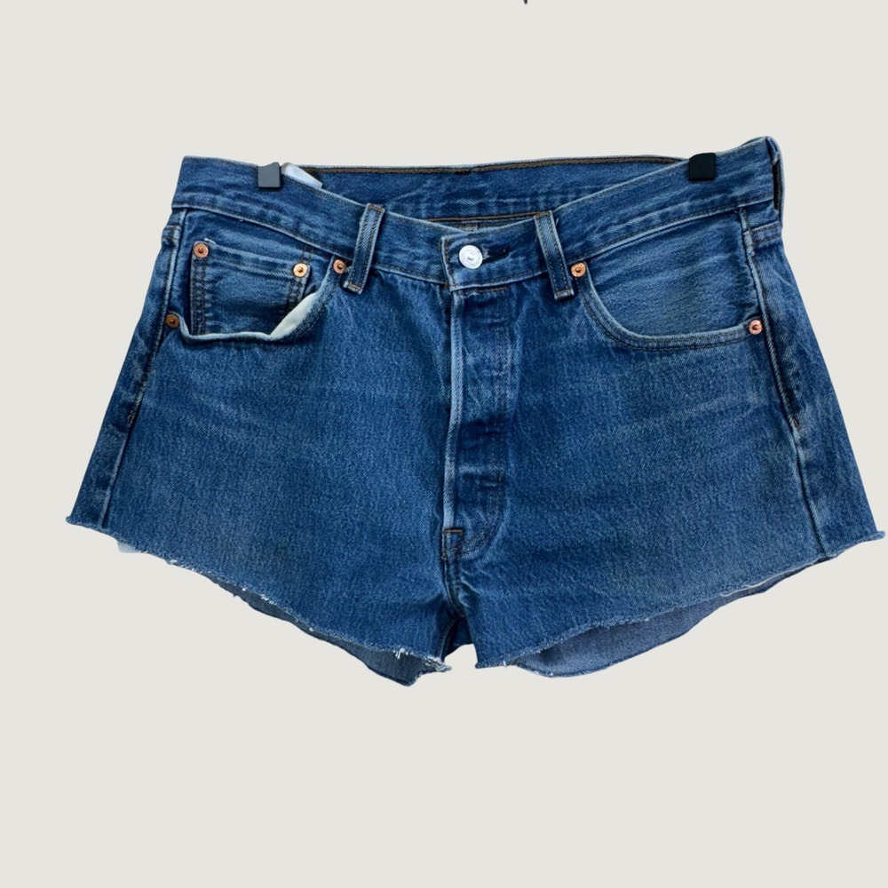Levis 501 Cutoff Denim Shorts Size 34 Blue Americana Western Grunge Retro